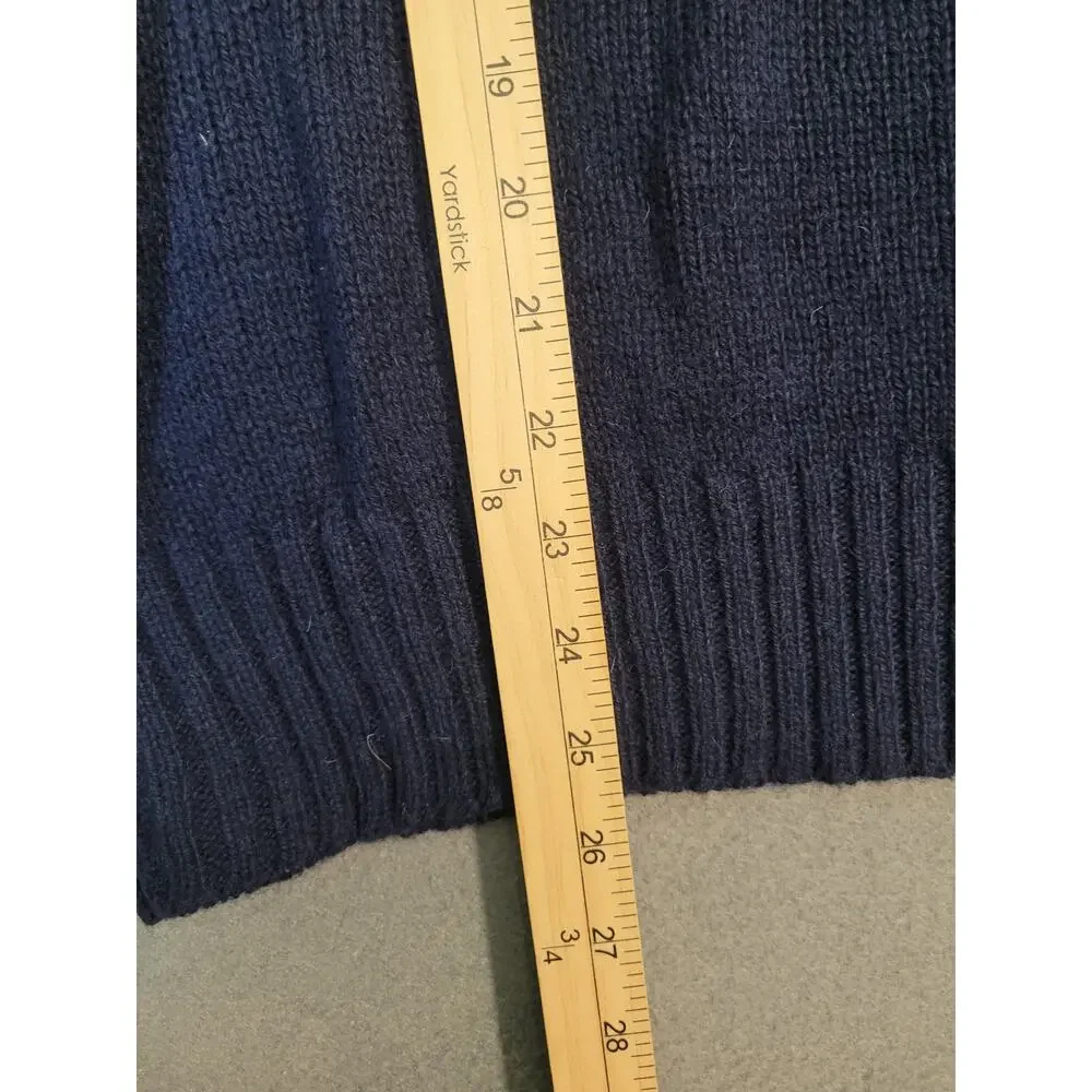VTG Fox Collection Navy Wool Blend Sweater M Heritage Knit